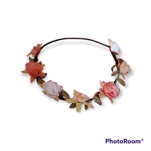 ♡ 2/$10 -- Coral White Floral Girl's Women's Hairband Headband  ♡